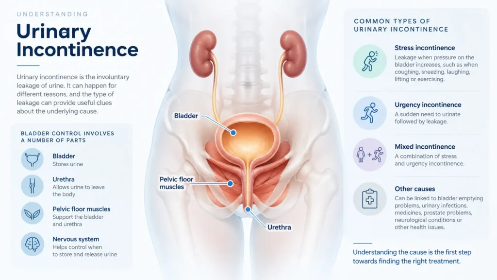 incontinence direct Wolverhampton infographic on urinary incontinence symptoms reasons and treatment options