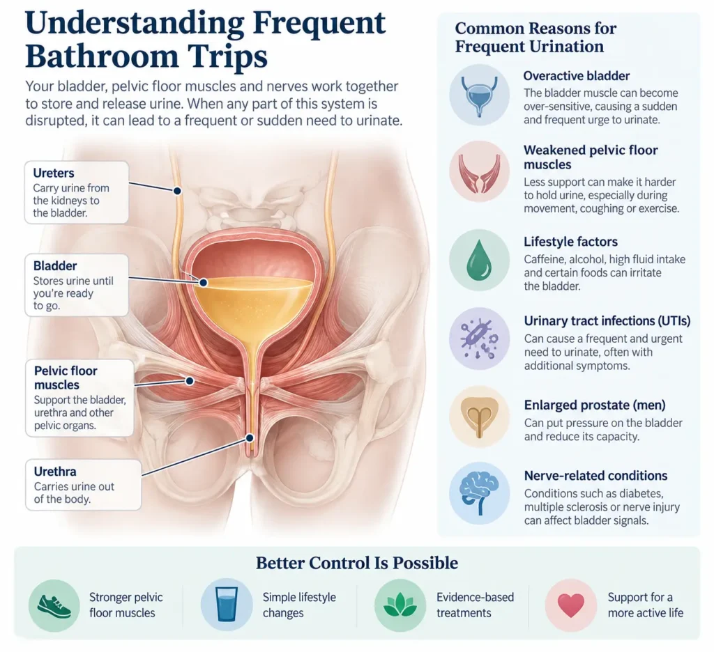 urinary incontinence symptoms and treatment options guide detailed infographics by incontinence direct Wolverhampton